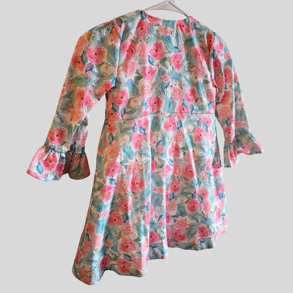 Blueberi Boulevard Floral Dress And Coat Set Girls Size 5 Pink Easter Party